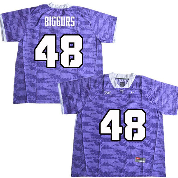 Men #48 Caleb Biggurs TCU Horned Frogs College Football Jerseys Sale-Purple
